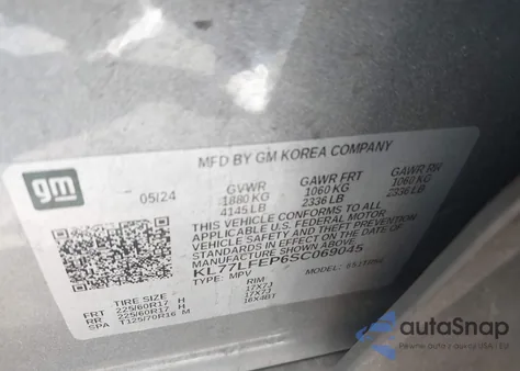 2025 Chevrolet Trax Fwd Ls from USA, damaged, VIN KL77LFEP6SC069045